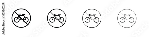 Bicycle prohibition signs illustration sign collection. vector symbol or logo.