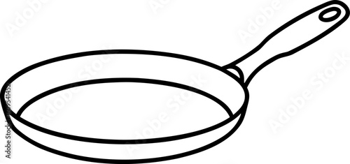Nonstick Griddle Pan Outline Icon. Cookware Line Art Graphic.