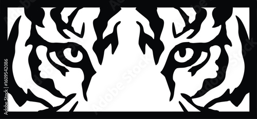 Powerful Tiger Eyes, Bold Black and White Design
