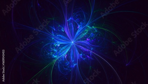 Abstract fractal flower in vibrant blues and greens