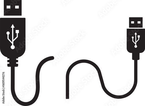 Broken usb cable connection silhouette
