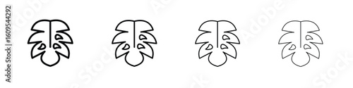 Monstera deliciosa plant leaf icon illustration sign collection. vector symbol or logo.