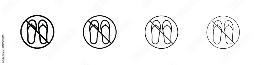 No sandals signs illustration sign collection. vector symbol or logo. No sandals signs illustration sign collection. vector symbol or logo.