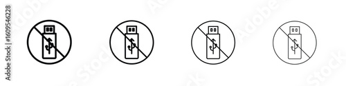 No USB flash drive signs illustration sign collection. vector symbol or logo.