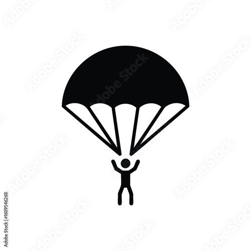 Parachutist with Open Parachute Icon.