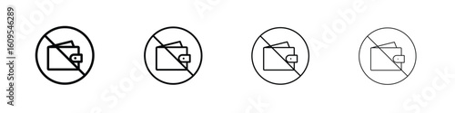 No wallet signs illustration sign collection. vector symbol or logo.
