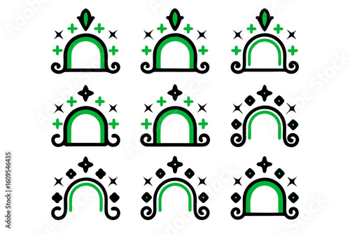 Collection of ornate gothic fantasy medieval borders and decorative frames for game design and themed projects