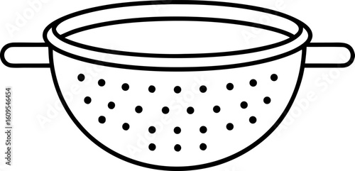 Kitchen Strainer Line Art. Sieve Tool Outline Vector Illustration.