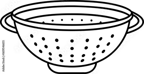 Fine Mesh Strainer Outline. Sieve Utensil Line Art Graphic.