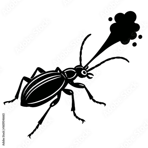 Bombardier Beetle Defending Itself by Spraying Acidic Blast