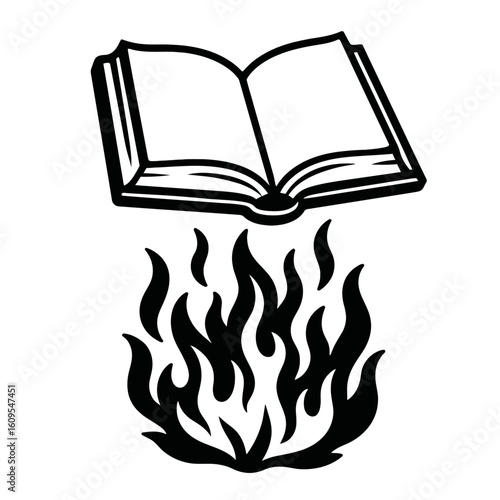 Censorship in Flames - Open Book Consumed by the Blazing Fire of Suppression