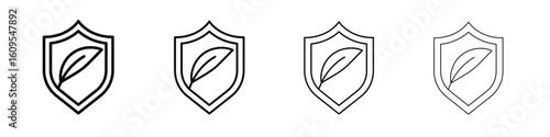 Shield with leafs icon illustration sign collection. vector symbol or logo.