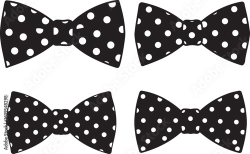 Four black and white polka dot bow tie silhouette