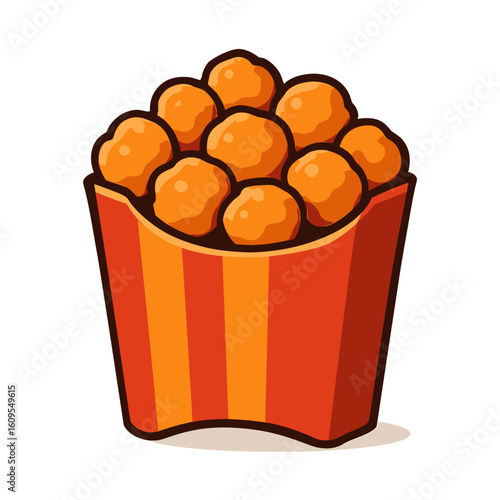 Crispy Golden Tater Tots in a Striped Bucket