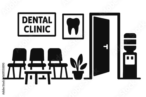 Dental Clinic Waiting Room with Chairs and Open Door