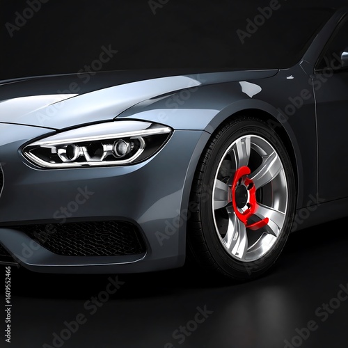 Close-up of a sleek, modern gray car