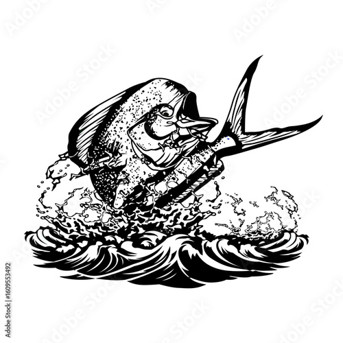 mahimahi dorado fishing illustration logo vector image t shirt