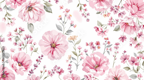 Soft Pink Floral Watercolor Pattern For Backgrounds, Textiles, And Creative Design Projects