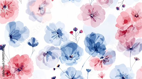 Seamless floral pattern, watercolor background with flowers. Repeat fabric wallpaper print texture. Perfectly for wrapped paper, backdrop.