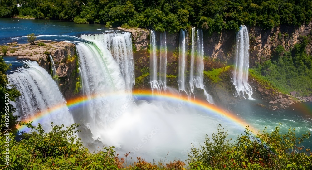 Obraz premium waterfall and rainbow
