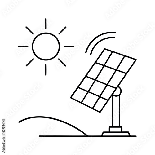 Solar Tracker Panel Following Sun Trajectory Vector Design Illustration for Renewable Energy