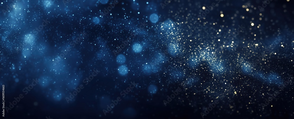 Fototapeta premium Blue and Gold Sparkling Particles Background for Digital Design