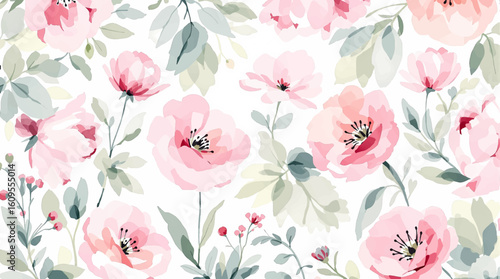 Big flowers pattern, upscale floral pattern. graphical textures floral, trendy colors pattern , flowers background with leaves. vector illustration.