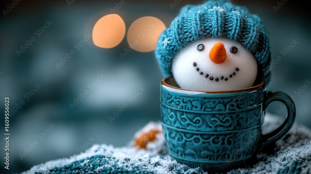 Obraz premium Snowy snowman in a teacup