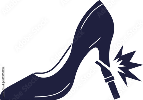 Dark blue high heel shoe with broken heel vector