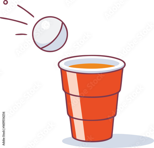 Orange cup with white ball vector illustration beverage