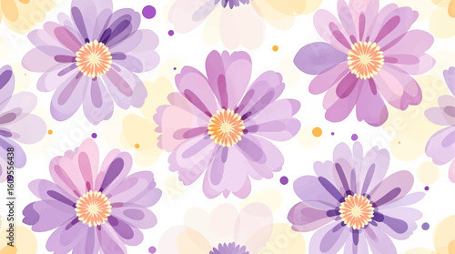 Spring watercolor hand drawn vector seamless pattern. Floral wild flowers design background.