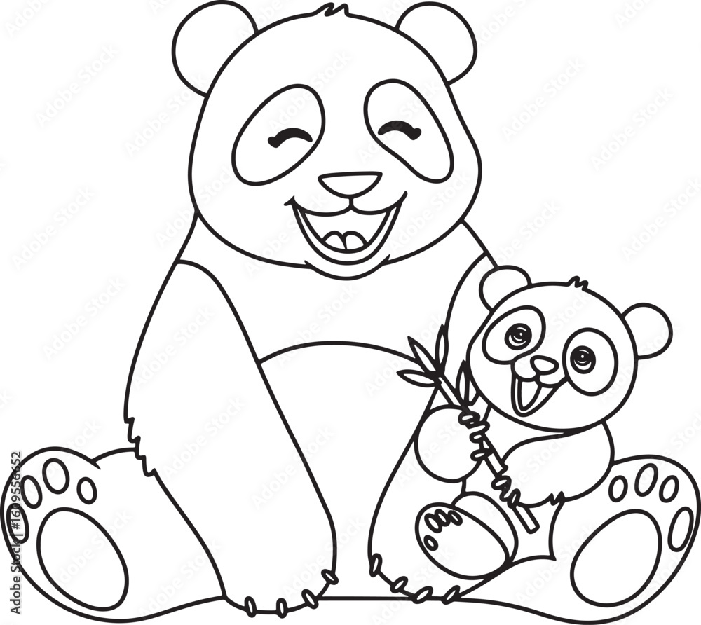 Fototapeta premium bear with baby line art design stock royalty free image premium quality