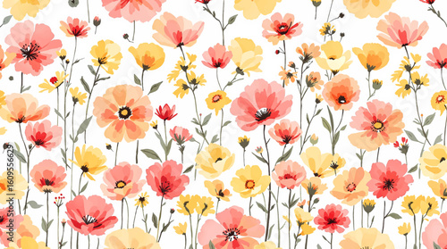 Flowers watercolor illustration.Manual composition.Seamless pattern.Design for cover, fabric, textile, wrapping paper .