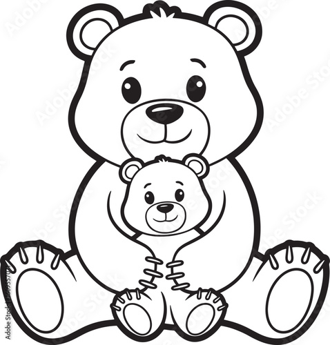 bear with baby line art design stock royalty free image premium quality