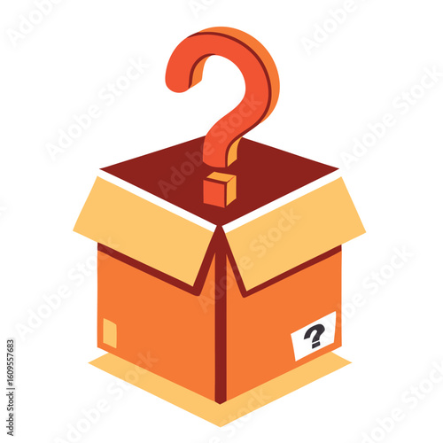 Orange box with question mark symbol vector illustration