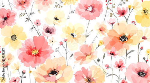 Big flowers pattern, upscale floral pattern. graphical textures floral, trendy colors pattern , flowers background with leaves. vector illustration.