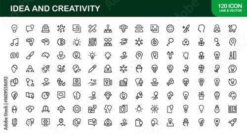 Idea and Creativity Professional Modern Line Icon Set with Unique Minimal Designs for Business Innovation