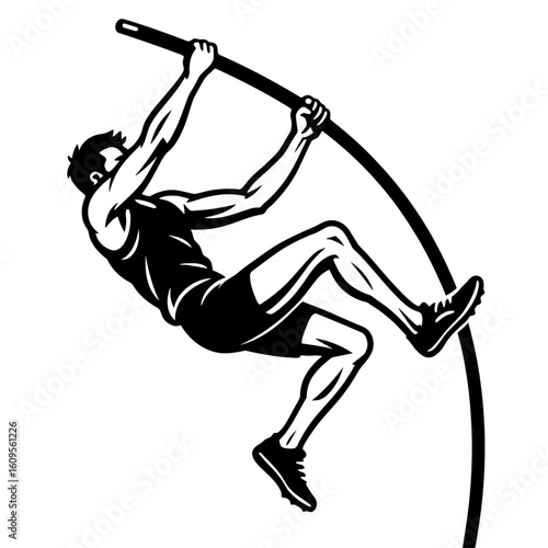 Reaching New Heights- Pole Vaulter in Dynamic Action for Track and Field