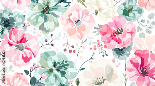 Spring and summer Background watercolor arrangements with small flower. Botanical illustration minimal style.