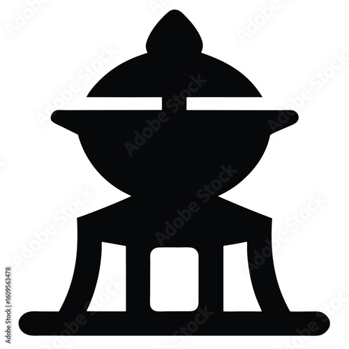Vector art of a traditional japanese lantern glows softly, isolated on white background