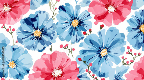 Beautiful seamless raster pattern with simple flowers. Background with decorative floral ornaments for textiles, wrappers, fabrics, clothing, covers, paper, printing, scrapbooking. soft color flower.
