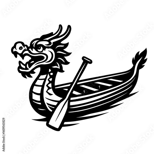 Team Spirit Afloat - Majestic Dragon Boat with Paddle