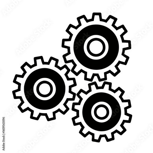Three Interlocking Gears- Symbolizing Collaboration and Mechanical Systems