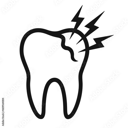 Tooth with Lightning Bolts Indicating Severe Dental Pain and Ache
