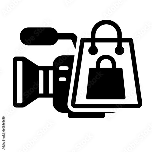 Video Camera and Shopping Bags - Vlogging and Retail Content Creation