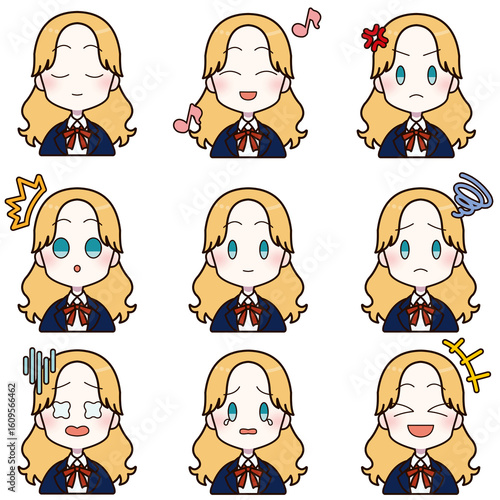 ブレザーを着た女の子の表情差分セット4