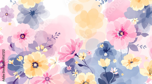 Abstract spring floral art background vector illustration. Watercolor hand painted botanical flower, leaves and nature background. Design for wallpaper, poster, banner, card, print, web and packaging.