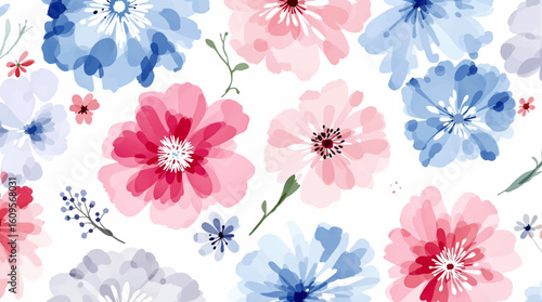 Computer trukket blomst illustration.Akvarel blomster. Manuel sammensætning.Big Set akvarel elementer.
