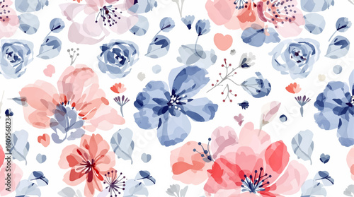 Abstract floral art background vector. Botanical watercolor hand drawn flowers paint brush line art. Design illustration for wallpaper