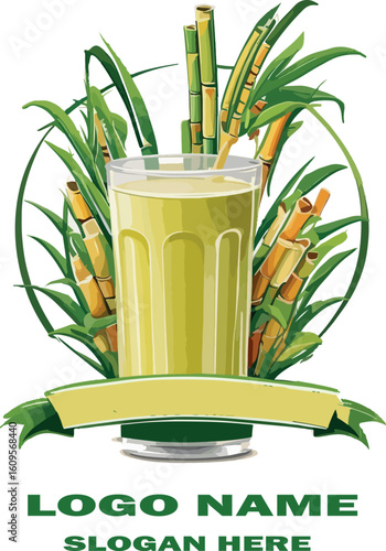 sugarcane juice logo vector white background  .
